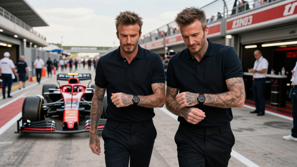 David Beckham Just Wore His Coolest All-Black Tudor To The Madrid Formula 1 Grand Prix