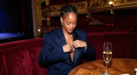 Rihanna Attends Céline Dion’s Paris Concert In A Midnight-Blue Tom Ford Suit And A Pop Of Sequin Fringe